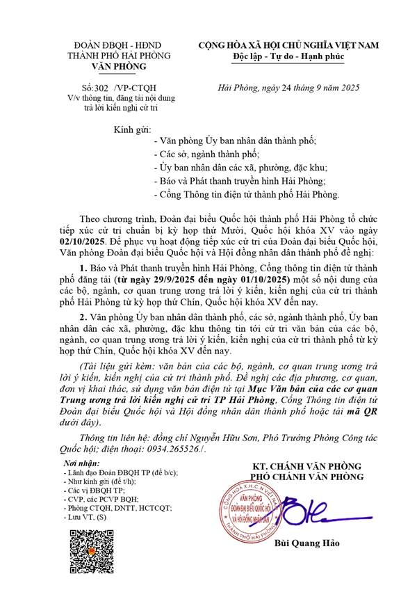 Thông tin, đăng tải nội dung trả lời kiến nghị cử tri