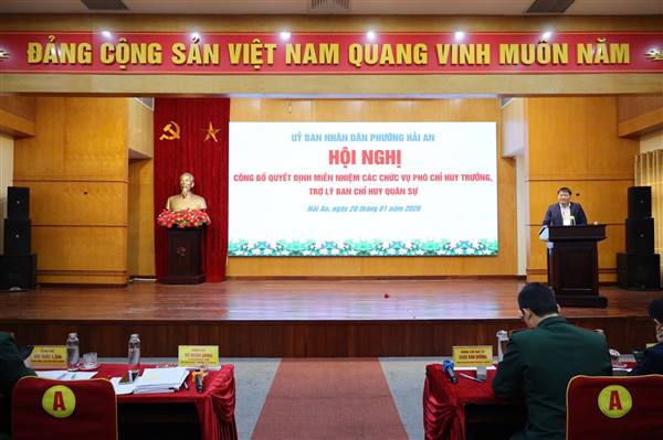 Hội nghị công bố quyết định miễn nhiệm Phó Chỉ huy trưởng, Trợ lý Ban Chỉ huy quân sự phường Hải An