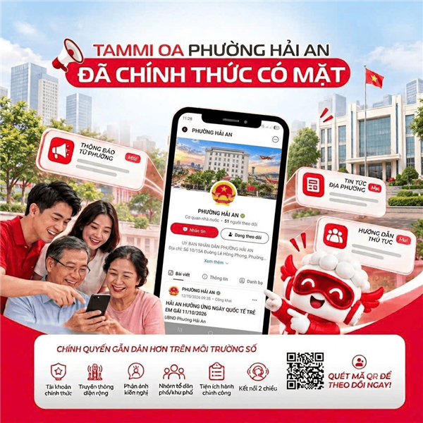 PHƯỜNG HẢI AN TRIỂN KHAI NỀN TẢNG TAMMI OA – KẾT NỐI CHÍNH QUYỀN VỚI NHÂN DÂN TRÊN MÔI TRƯỜNG SỐ