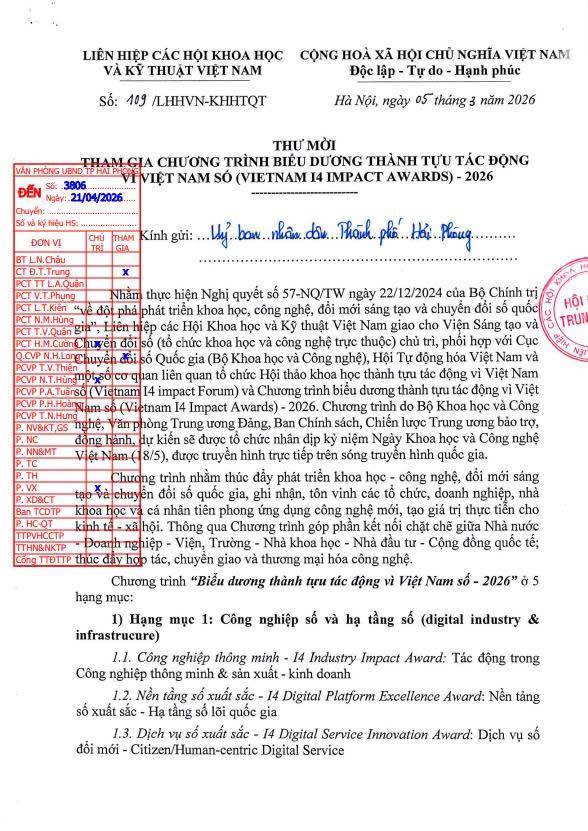 LAN TỎA CHƯƠNG TRÌNH “BIỂU DƯƠNG THÀNH TỰU TÁC ĐỘNG VÌ VIỆT NAM SỐ - VIETNAM i4 IMPACT AWARDS 2026