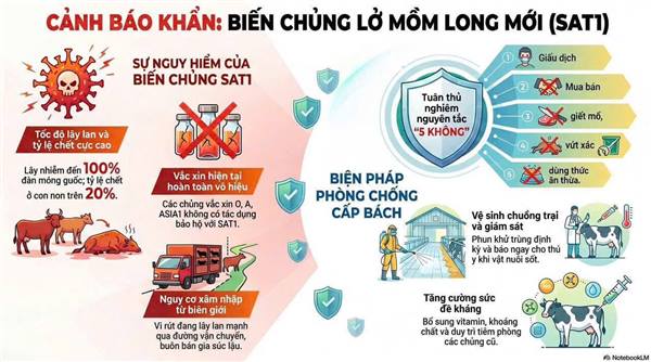 Chủ động ngăn chặn, giám sát và ứng phó nguy cơ dịch bệnh Lở mồm long móng do vi rút thuộc serotype SAT1 