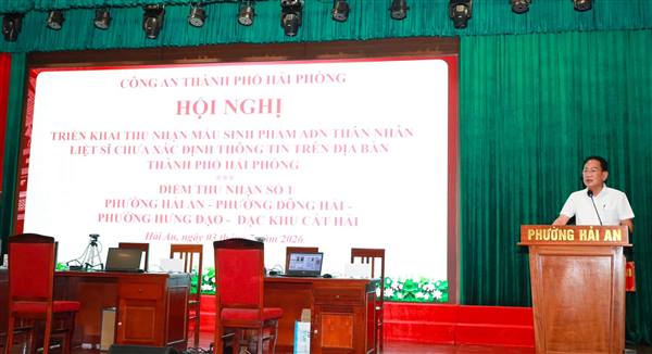 Chương trình thu nhận mẫu ADN cho thân nhân liệt sĩ chưa xác định danh tính tại “cụm điểm” phường Hải An, Đông Hải, Hưng Đạo, đặc khu Cát Hải năm 2026 