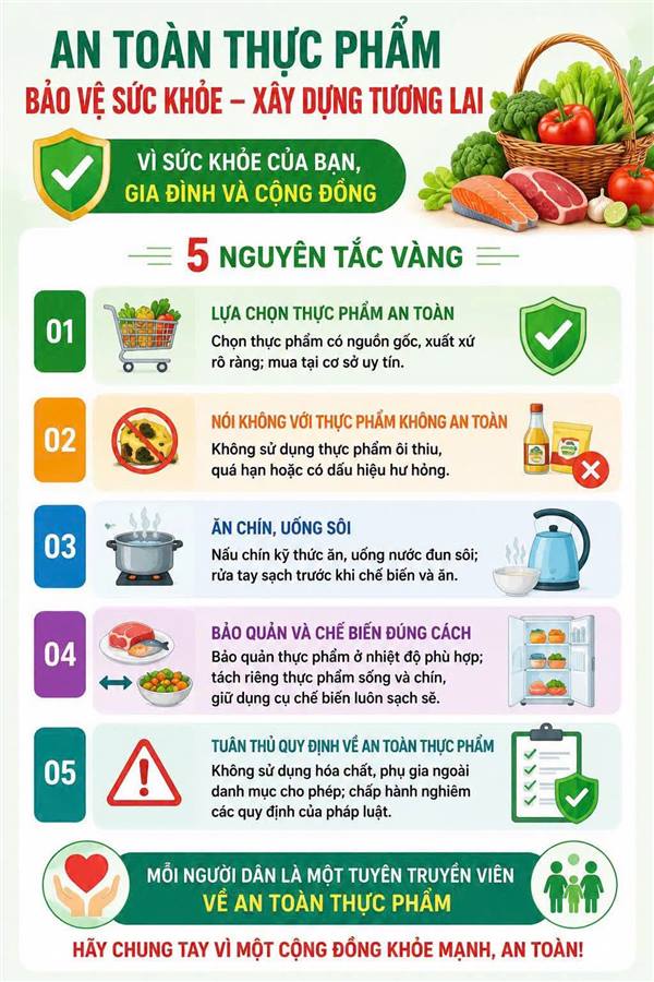  VÌ SỨC KHỎE CỦA BẢN THÂN, GIA ĐÌNH VÀ CỘNG ĐỒNG - HÃY CHUNG TAY BẢO ĐẢM AN TOÀN THỰC PHẨM!