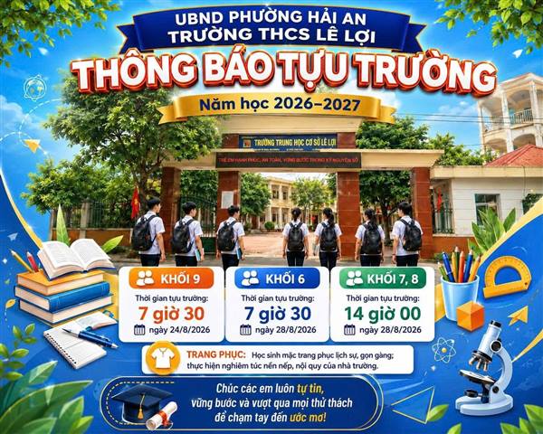 THÔNG BÁO TỰU TRƯỜNG NĂM HỌC 2026 – 2027