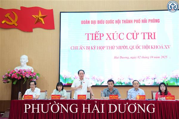 ĐOÀN ĐẠI BIỂU QUỐC HỘI THÀNH PHỐ HẢI PHÒNG TIẾP XÚC CỬ TRI 9 PHƯỜNG KHU VỰC PHÍA TÂY TRƯỚC KỲ HỌP THỨ 10, QUỐC HỘI KHÓA XV