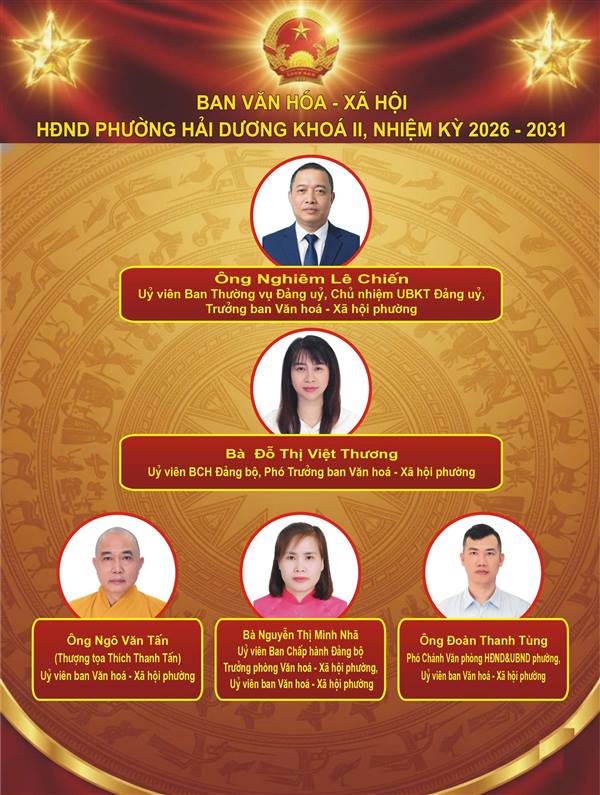 BAN VĂN HOÁ - XÃ HỘI, BAN KINH TẾ - NGÂN SÁCH HĐND PHƯỜNG HẢI DƯƠNG KHOÁ II, NHIỆM KỲ 2026 - 2031 