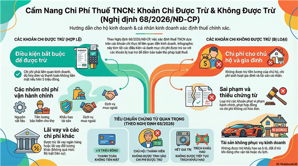 Hướng dẫn chi tiết về các khoản chi được trừ và không được trừ khi xác định thuế thu nhập cá nhân đối với hộ kinh doanh và cá nhân kinh doanh