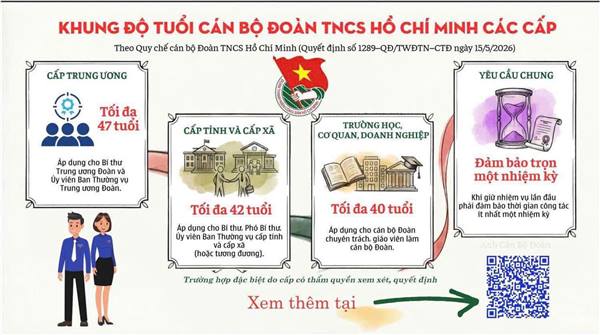 📌 Nắm rõ khung độ tuổi cán bộ Đoàn các cấp theo Quy chế cán bộ Đoàn TNCS Hồ Chí Minh mới.