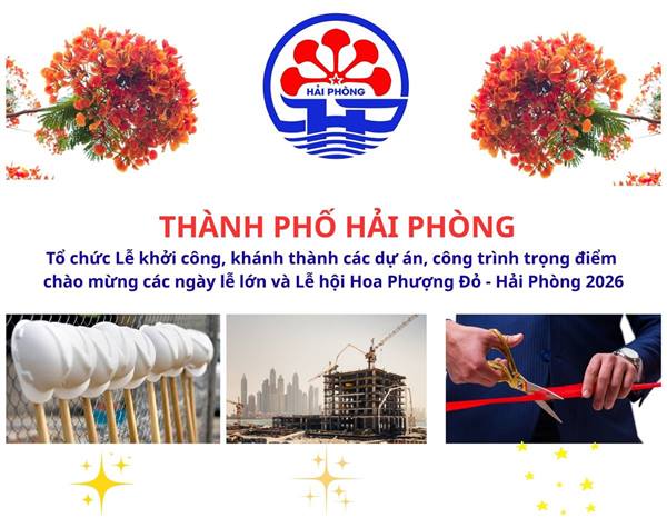 Tuyên truyền Lễ khởi công, khánh thành các dự án, công trình trọng điểm chào mừng các ngày lễ lớn và Lễ hội Hoa Phượng Đỏ - Hải Phòng 2026