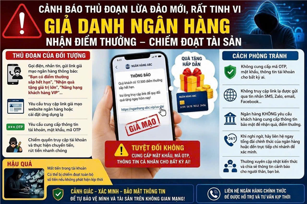THỦ ĐOẠN LỪA ĐẢO MỚI GIẢ DANH NGÂN HÀNG - NHẬN ĐIỂM THƯỞNG
