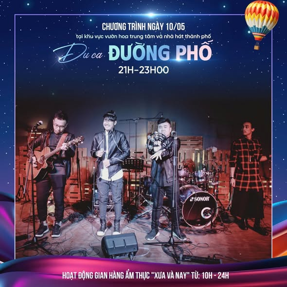 Chương trình hoạt động ngày 10/5 tại  Khu vực vườn hoa Trung tâm và Nhà hát thành phố tại Lễ hội Hoa Phượng đỏ 2026.