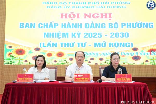 PHƯỜNG HẢI DƯƠNG TỔ CHỨC HỘI NGHỊ LẦN THỨ TƯ BAN CHẤP HÀNH ĐẢNG BỘ PHƯỜNG KHÓA I, NHIỆM KỲ 2025 – 2030