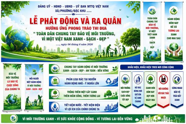 LỄ PHÁT ĐỘNG VÀ RA QUÂN HƯỞNG ỨNG PHONG TRÀO TOÀN DÂN CHUNG TAY BẢO VỆ MÔI TRƯỜNG, VÌ MỘT VIỆT NAM XANH - SẠCH - ĐẸP