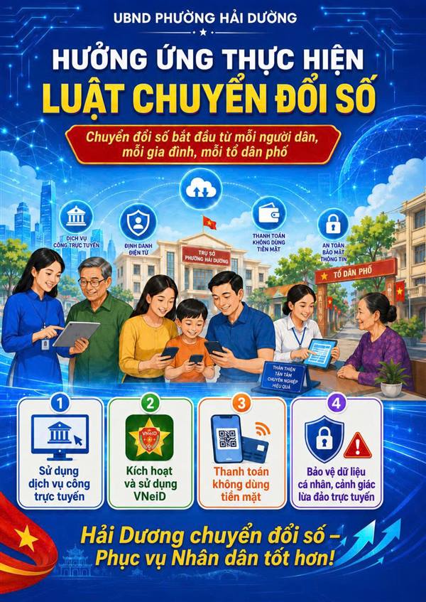  Tuyên truyền, phổ biến Luật Chuyển đổi số trên địa bàn phường Hải Dương