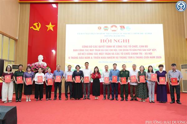 PHƯỜNG HẢI DƯƠNG KIỆN TOÀN TỔ CHỨC MẶT TRẬN, CÁC ĐOÀN THỂ SAU SẮP XẾP