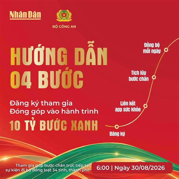 4 bước tới “10 tỷ bước xanh” - Hướng dẫn đăng ký tham gia tích lũy bước chân “Cùng Việt Nam tiến bước 2026”