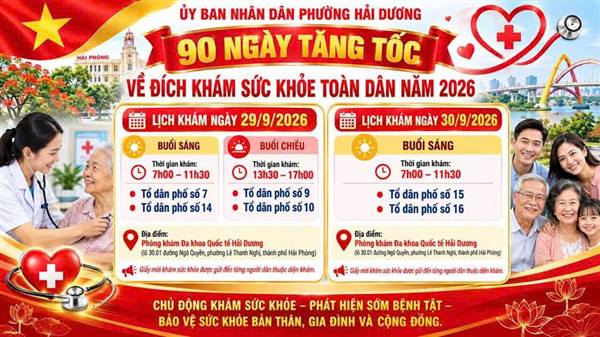 THÔNG BÁO LỊCH KHÁM SỨC KHỎE TOÀN DÂN NGÀY 29 VÀ 30/9/2026