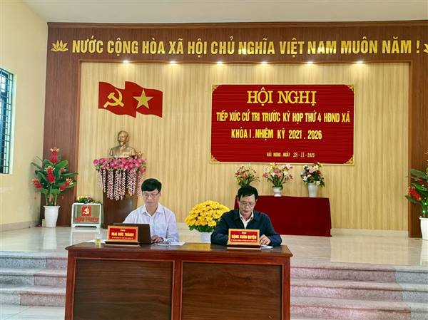 XÃ HẢI HƯNG TỔ CHỨC HỘI NGHỊ TIẾP XÚC CỬ TRI TRƯỚC KỲ HỌP THỨ TƯ HĐND XÃ KHÓA I, NHIỆM KỲ 2021-2026. 
