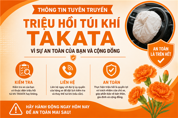 Về việc tuyên truyền thông tin về triệu hồi túi khí TAKATA
