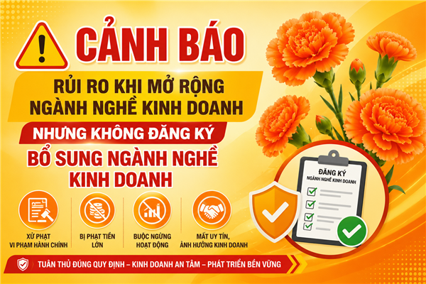 CẢNH BÁO RỦI RO KHI MỞ RỘNG NGÀNH NGHỀ KINH DOANH NHƯNG KHÔNG ĐĂNG KÝ BỔ SUNG NGÀNH NGHỀ KINH DOANH