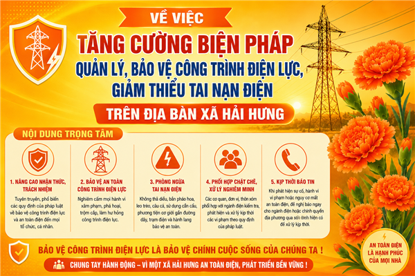 Về việc tăng cường biện pháp quản lý, bảo vệ công trình điện lực, giảm thiểu tai nạn điện trên địa bàn xã Hải Hưng