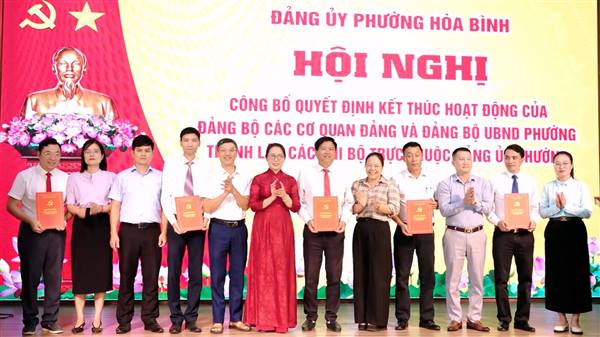 ĐẢNG ỦY PHƯỜNG HÒA BÌNH CÔNG BỐ CÁC QUYẾT ĐỊNH KIỆN TOÀN TỔ CHỨC ĐẢNG.