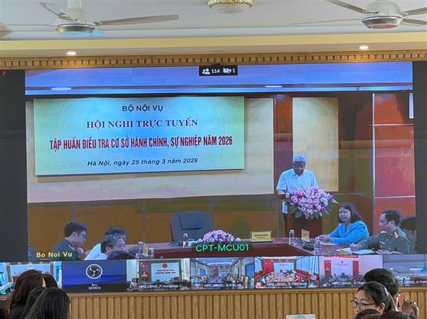 Hội nghị tập huấn điều tra cơ sở hành chính, sự nghiệp năm 2026 tại phường Hòa Bình.