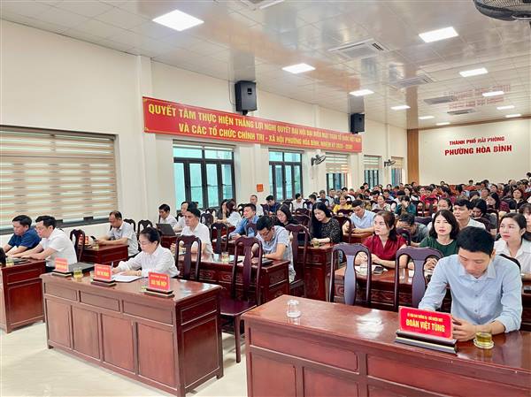 Đảng ủy phường Hòa Bình tổ chức Hội nghị quán triệt Nghị quyết và các văn kiện Đại hội Đảng toàn quốc lần thứ XIV, Chương trình hành động số 17-CTr/TU của Thành ủy Hải Phòng thực hiện Nghị quyết; Chuyên đề Học tập và làm theo tư tưởng, đạo đức, phong cách Hồ Chí Minh năm 2026; Đề án, Nghị quyết của Ban Chấp hành đảng bộ Thành phố về chủ nghĩa xã hội gắn với con người xã hội chủ nghĩa.