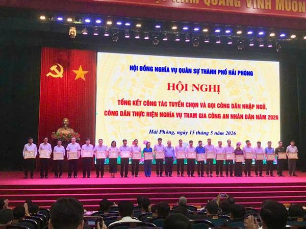 Hội đồng Nghĩa vụ quân sự thành phố Hải Phòng tổ chức Hội nghị tổng kết công tác tuyển chọn và gọi công dân nhập ngũ, công dân thực hiện nghĩa vụ tham gia Công an nhân dân năm 2026.