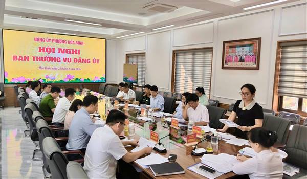 BAN THƯỜNG VỤ ĐẢNG ỦY PHƯỜNG HÒA BÌNH HỌP ĐÁNH GIÁ KẾT QUẢ THỰC HIỆN NHIỆM VỤ THÁNG 5/2026.