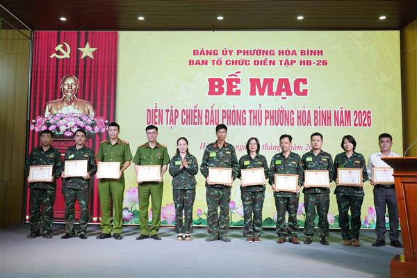 PHƯỜNG HÒA BÌNH TỔ CHỨC THÀNH CÔNG DIỄN TẬP CHIẾN ĐẤU TRONG KHU VỰC PHÒNG THỦ NĂM 2026.
