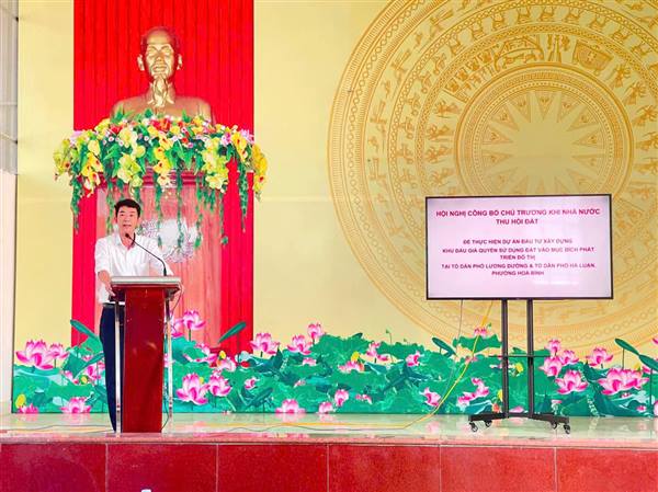  HỘI NGHỊ CÔNG BỐ CHỦ TRƯƠNG THU HỒI ĐẤT THỰC HIỆN CÁC DỰ ÁN TRÊN ĐỊA BÀN PHƯỜNG HÒA BÌNH