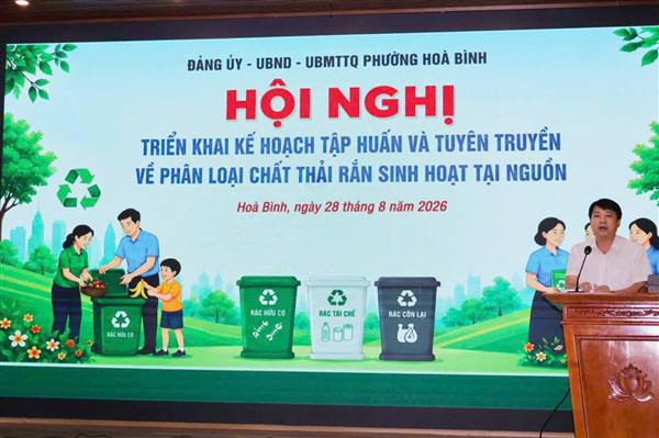 UBND phường Hòa Bình tổ chức Hội nghị triển khai kế hoạch tập huấn, tuyên truyền và phân loại chất thải rắn sinh hoạt tại nguồn.