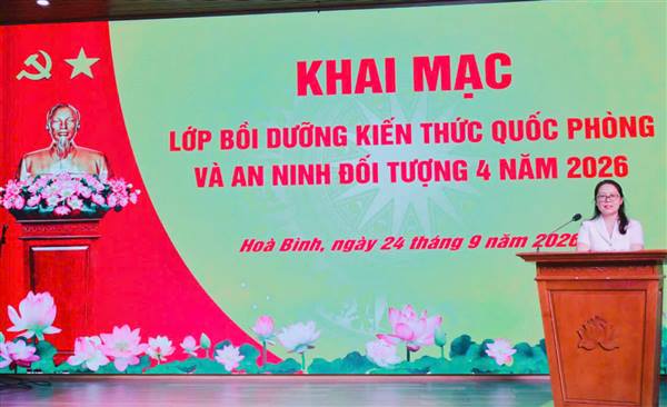 PHƯỜNG HÒA BÌNH KHAI MẠC LỚP BỒI DƯỠNG KIẾN THỨC QUỐC PHÒNG VÀ AN NINH ĐỐI TƯỢNG 4 NĂM 2026