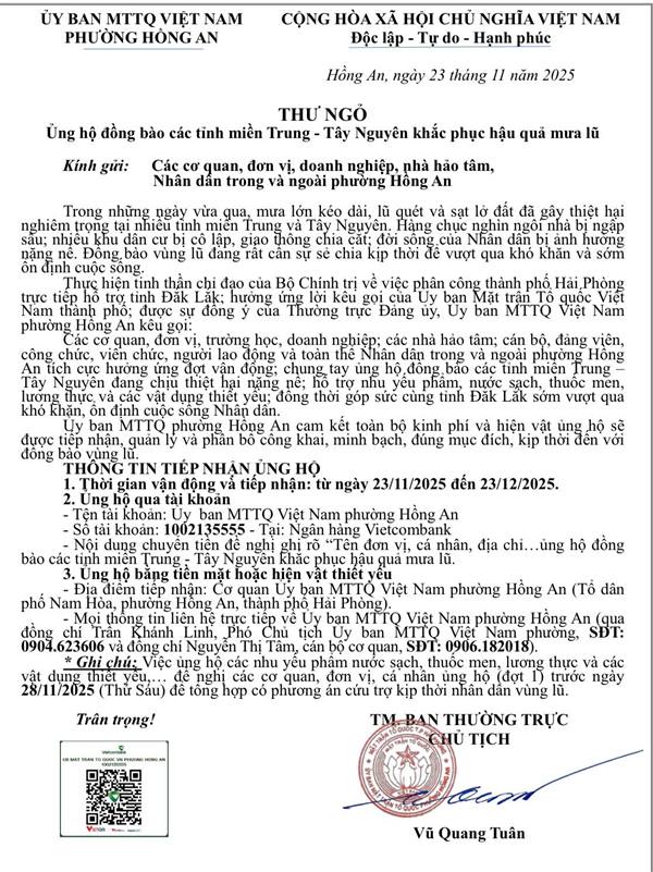 HỒNG AN CHUNG TAY HƯỚNG VỀ MIỀN TRUNG – TÂY NGUYÊN