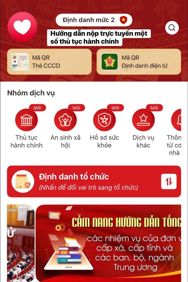 HƯỚNG DẪN NỘP HỒ SƠ TRỰC TUYẾN BẰNG APP VNeID