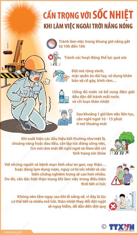 CẨN TRỌNG VỚI SỐC NHIỆT KHI LÀM VIỆC NGOÀI TRỜI NẮNG NÓNG