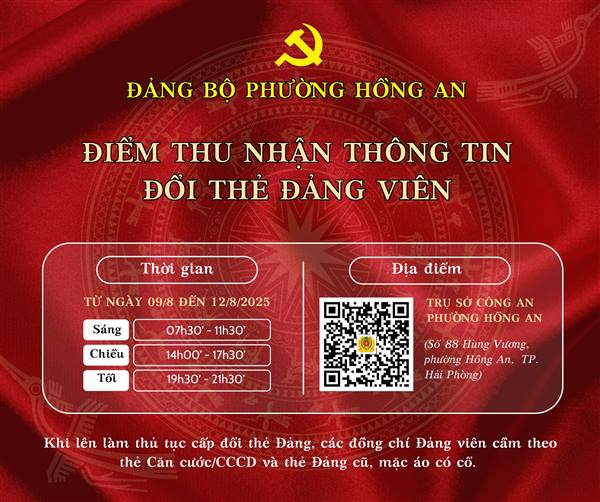 ĐIỂM THU NHẬN THÔNG TIN ĐỔI THẺ ĐẢNG VIÊN