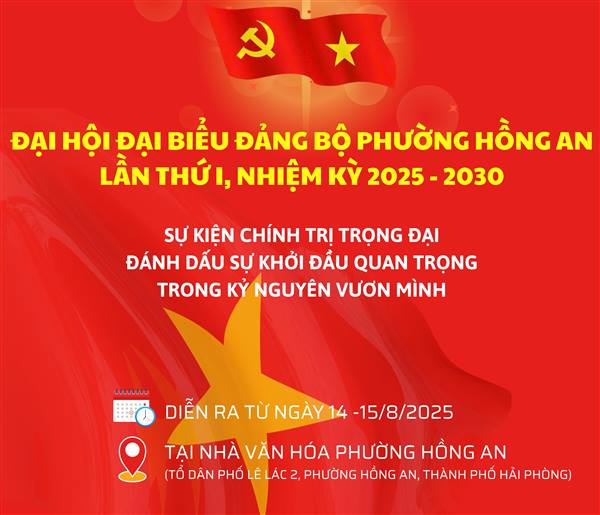 TUYÊN TRUYỀN CHÀO MỪNG ĐẠI HỘI ĐẠI BIỂU ĐẢNG BỘ PHƯỜNG HỒNG AN LẦN THỨ I, NHIỆM KỲ 2025-2030.