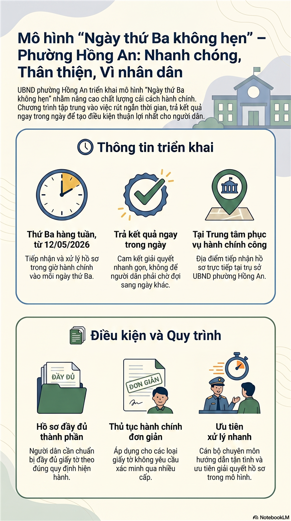 UBND phường Hồng An triển khai mô hình “Ngày thứ Ba không hẹn” vì Nhân dân phục vụ

