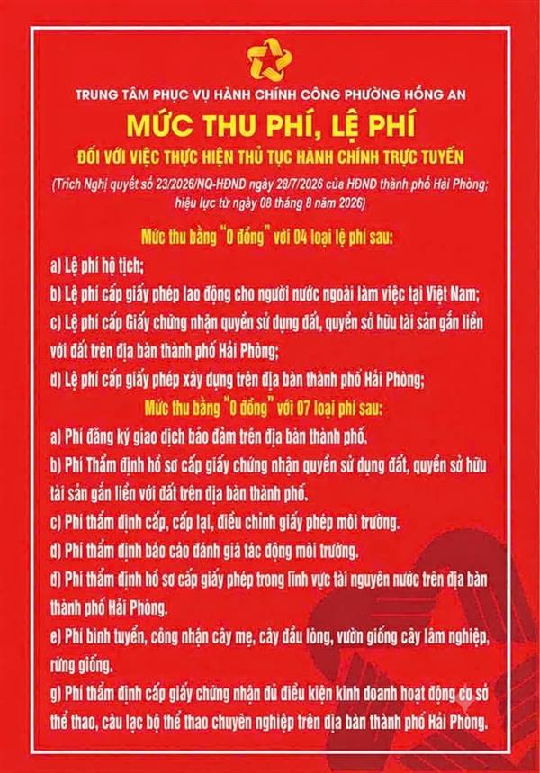 UBND phường Hồng An thông tin về Nghị quyết số 23/2026/NQ-HĐND ngày 28/7/2026 của HĐND thành phố Hải Phòng 