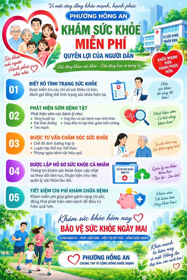 KHÁM SỨC KHỎE MIỄN PHÍ – QUYỀN LỢI CỦA NGƯỜI DÂN PHƯỜNG HỒNG AN