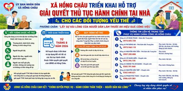 XÃ HỒNG CHÂU TRIỂN KHAI HỖ TRỢ GIẢI QUYẾT THỦ TỤC HÀNH CHÍNH TẠI NHÀ CHO CÁC ĐỐI TƯỢNG YẾU THẾ