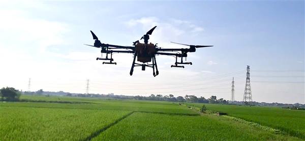 Hợp Tiến thực hiện phun chế phẩm vi sinh Âu Lạc bằng máy bay không người lái 