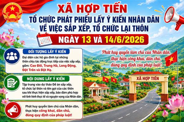 Xã Hợp Tiến tổ chức phát phiếu lấy ý kiến Nhân dân về sắp xếp, tổ chức lại thôn