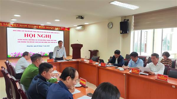 BAN CƯỠNG CHẾ THU HỒI ĐẤT PHƯỜNG HƯNG ĐẠO TỔ CHỨC HỘI NGHỊ TUYÊN TRUYỀN VẬN ĐỘNG CÁC HỘ DÂN ĐỒNG THUẬN BÀN GIAO MẶT BẰNG PHỤC VỤ DỰ ÁN ĐƯỜNG VÀNH ĐAI 2.