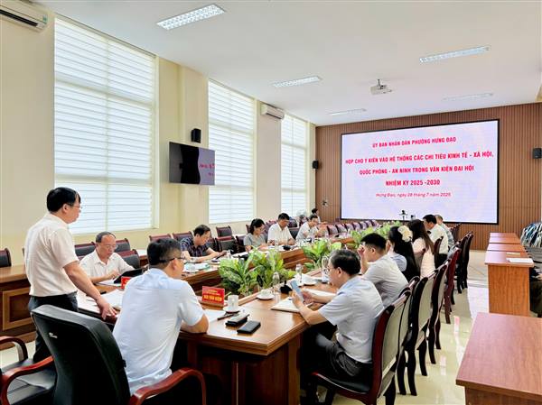 UBND phường tổ chức họp cho ý kiến vào hệ thống các chỉ tiêu kinh tế - xã hội, quốc phòng an ninh trong và văn kiện Đại hội Đảng bộ phường nhiệm kỳ 2025-2030