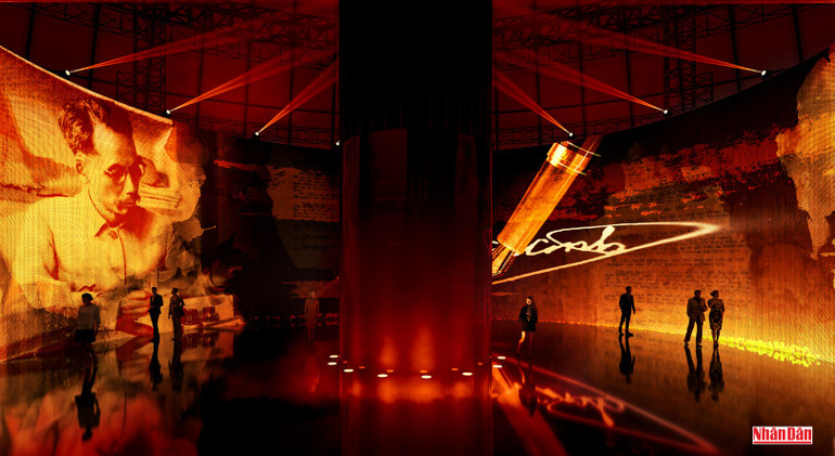 A group of people walking in a room with lights
AI-generated content may be incorrect.