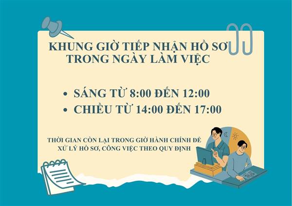 KHUNG GIỜ TIẾP NHẬN HỒ SƠ TRONG NGÀY LÀM VIỆC TRUNG TÂM PHỤC VỤ HÀNH CHÍNH CÔNG PHƯỜNG HƯNG ĐẠO