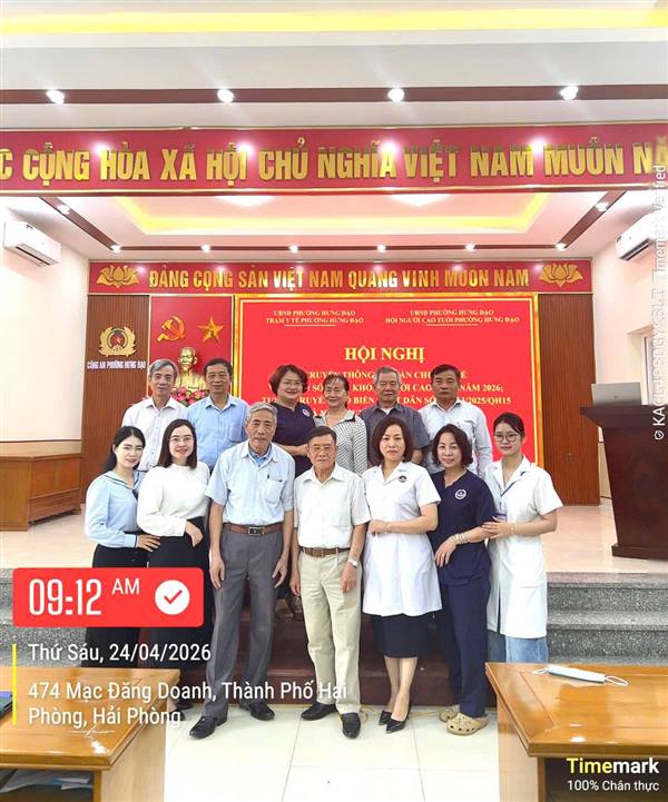 Thực hiện Kế hoạch số 86/KH-UBND của UBND phường Hưng Đạo về việc tổ chức khám sức khỏe định kỳ, sàng lọc một số bệnh thường gặp cho người cao tuổi theo Nghị quyết số 49/2025/NQ-HĐND; Kế hoạch số 28/KH-TYT của Trạm Y tế phường Hưng Đạo về truyền thông Luật Dân số số 113/2025/QH15 năm 2026.